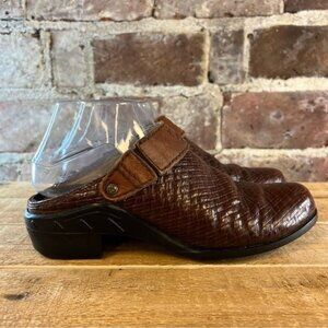 Ariat Rattan Brown Leather Woven Strap Slip On Mule Clog sz 7.5